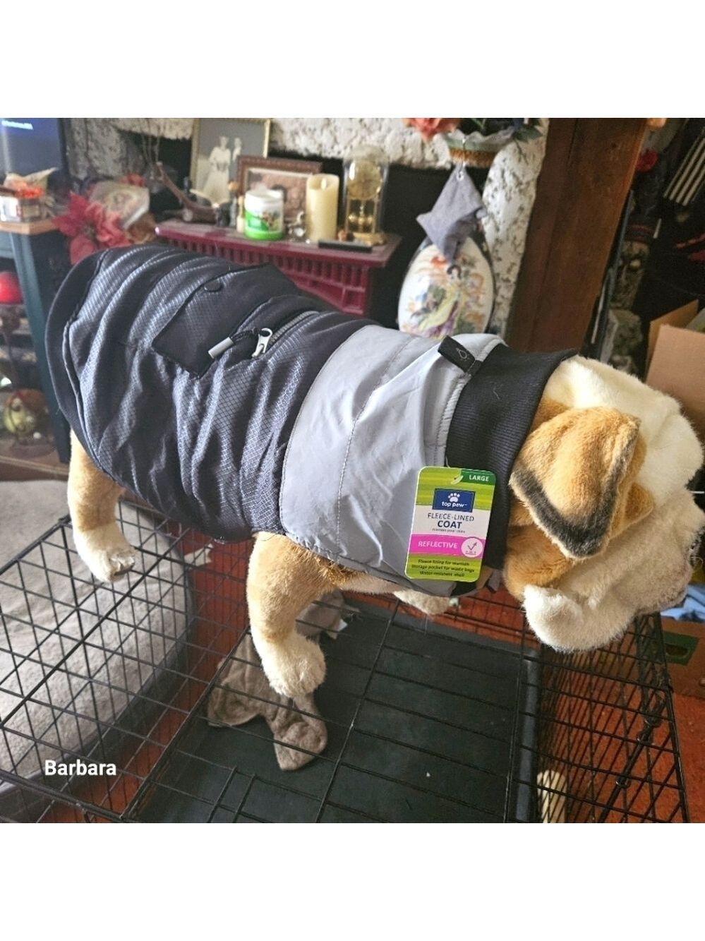Top Paw Fleece-Lined Reflective Dog Coat. Size Large